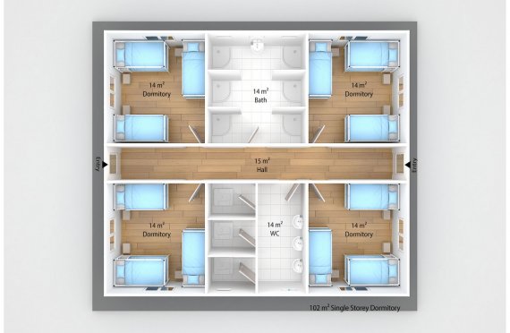 Prefabricated Dormitory 102 m²