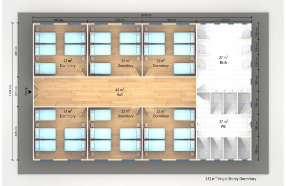 Prefabricated Dormitory 232 m2