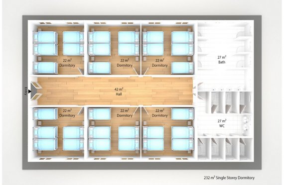 Prefabricated Dormitory 232 m2