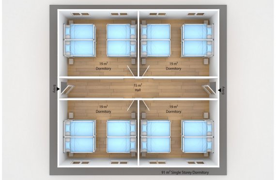 Prefabricated Dormitory 91 m2