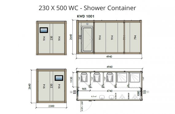 WC -Shower Kontainer KW6 230x500