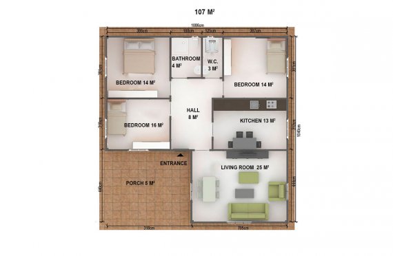 Rumah Prefab 107 m2