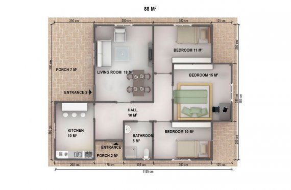 Rumah Prefab 88 m2