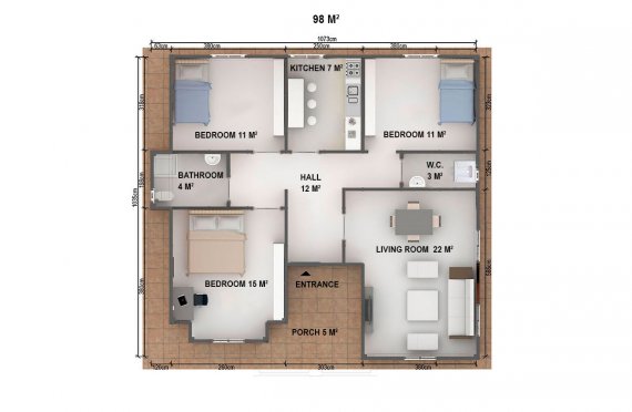 Rumah Prefab 98 m2